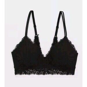 NWT Aerie Real Happy WIRELESS Lace Padded Bra In Black Size 36C MSRP $45 Sexy